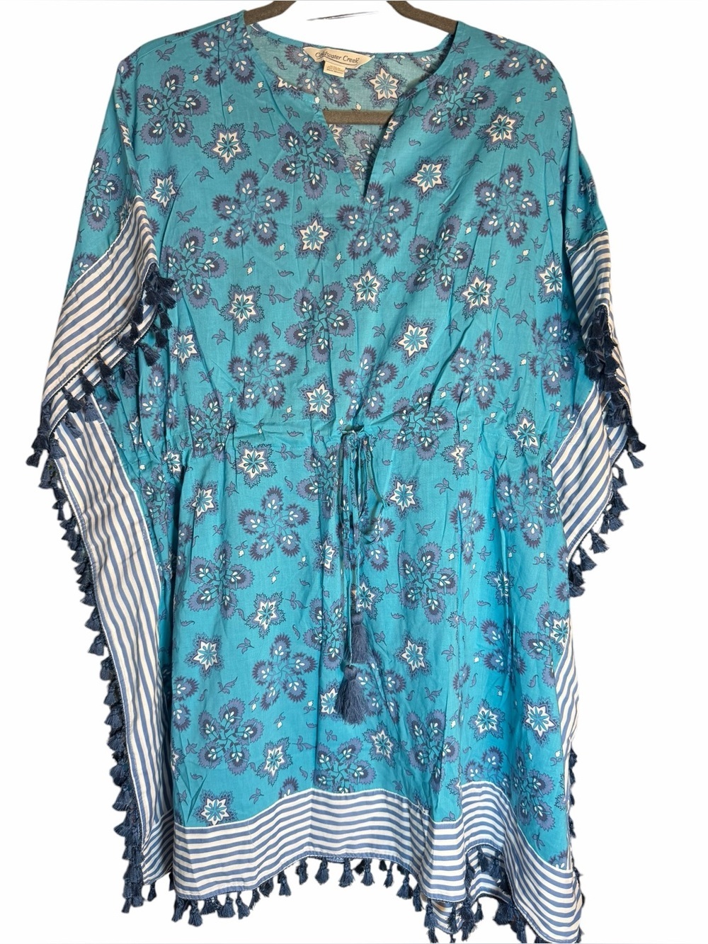 Coldwater Creek Floral Tassel Swim Coverup Caftan Dress - Picture 2 of 11
